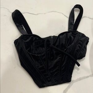 Black Satin Corset Top